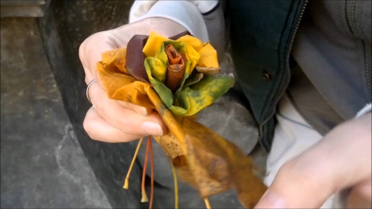Růže z podzimního listí,  Roses made from autumn leaves