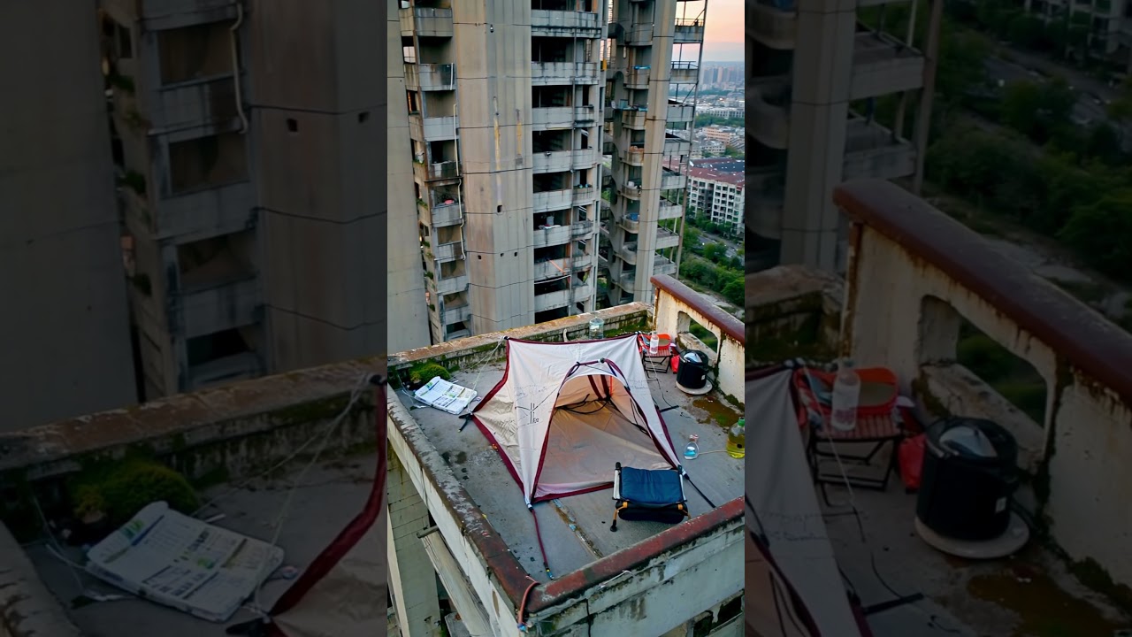 Urban Escape – Rooftop Camping in the City ⛺🌃 