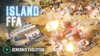 4 Player Air Force FFA on Tournament Island - Generals Evolution