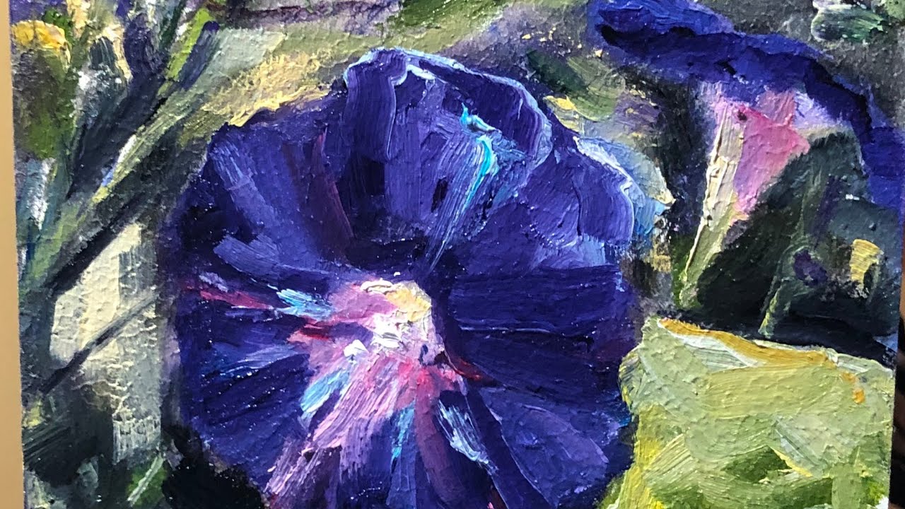 Plein Air painting Alternative. Morning Glory Flowers Indoors with Studio Tamera Mystical Paintress