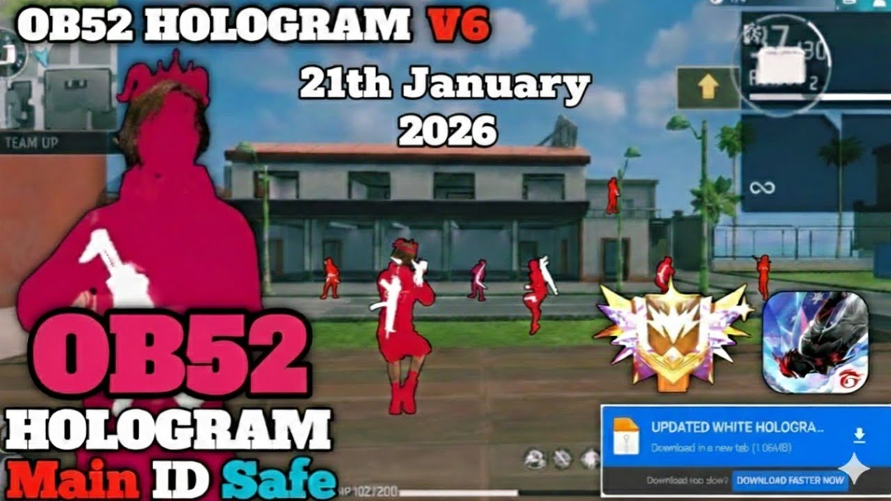 Free Fire MAX OB52 Hack 2025 l Hologram + Magic Bullet + Body Headshot + Safe Panel + Brutal Panel