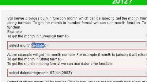 How to get the month from given date in sql server