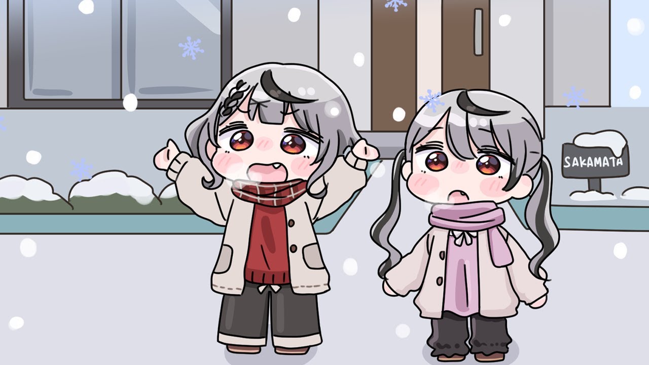 Chloe saw the snow for the first time and got really excited with her sister[Animated Hololive]