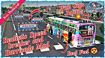 Realistic speed breaker with barricade mod for bussid v3.6.1 || must try this guy