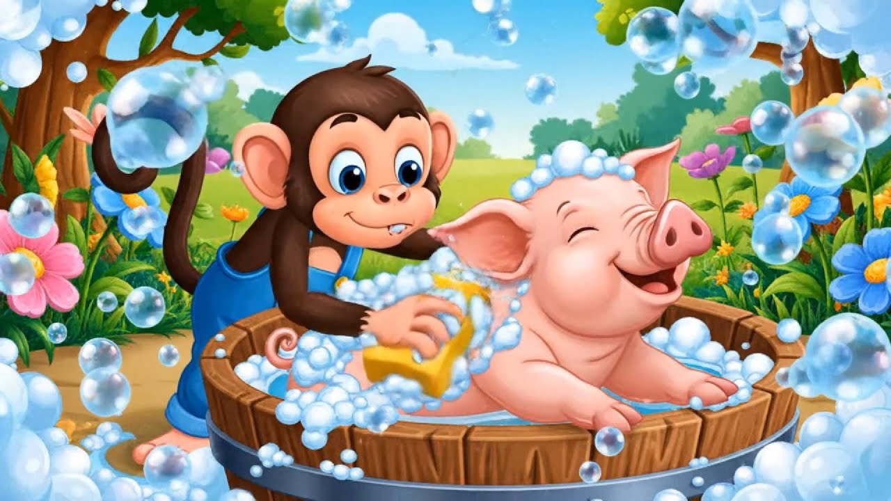 Cute Monkey Farmer, Horse and Pigs A Fun Farm Story 
