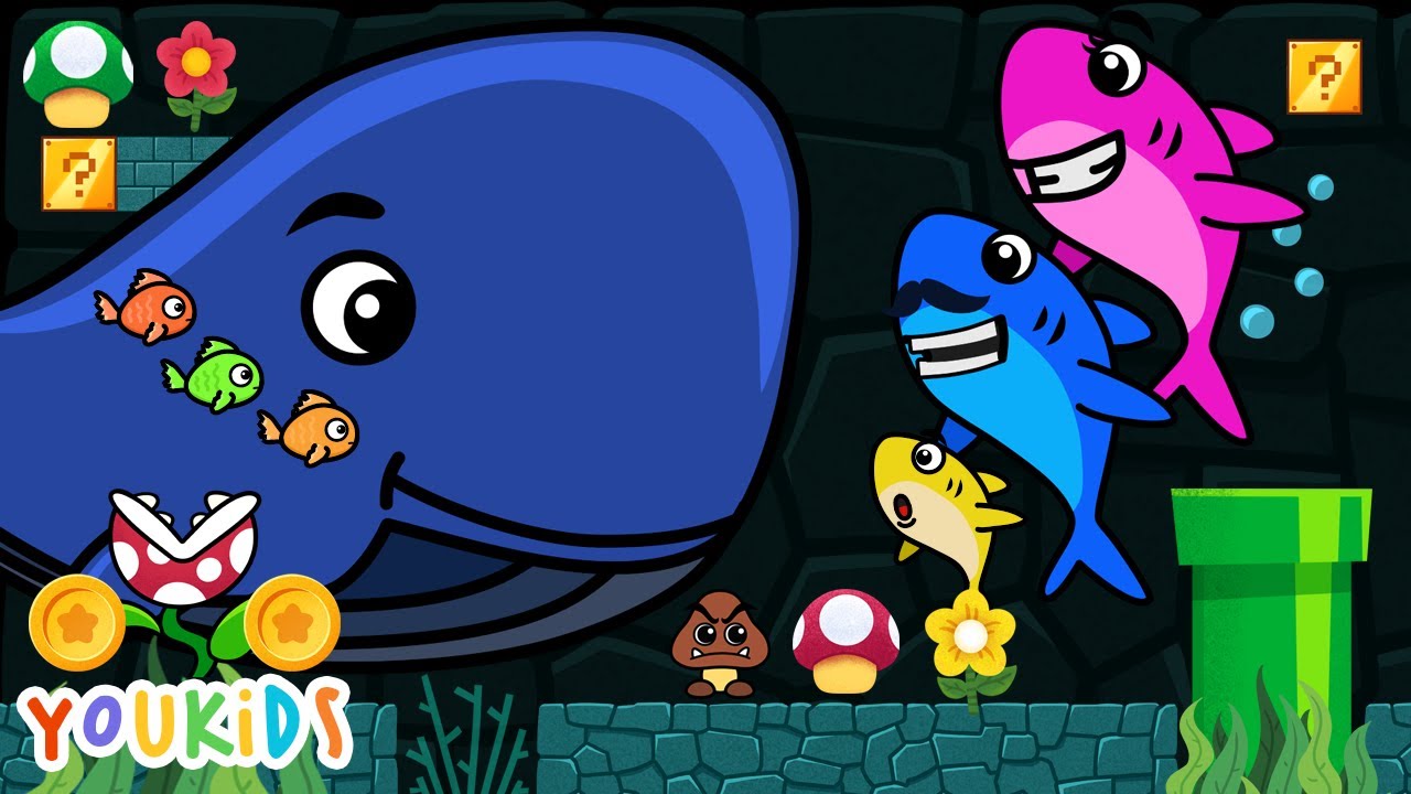 Baby Shark In Mario Game | YouKids Nursery Rhymes