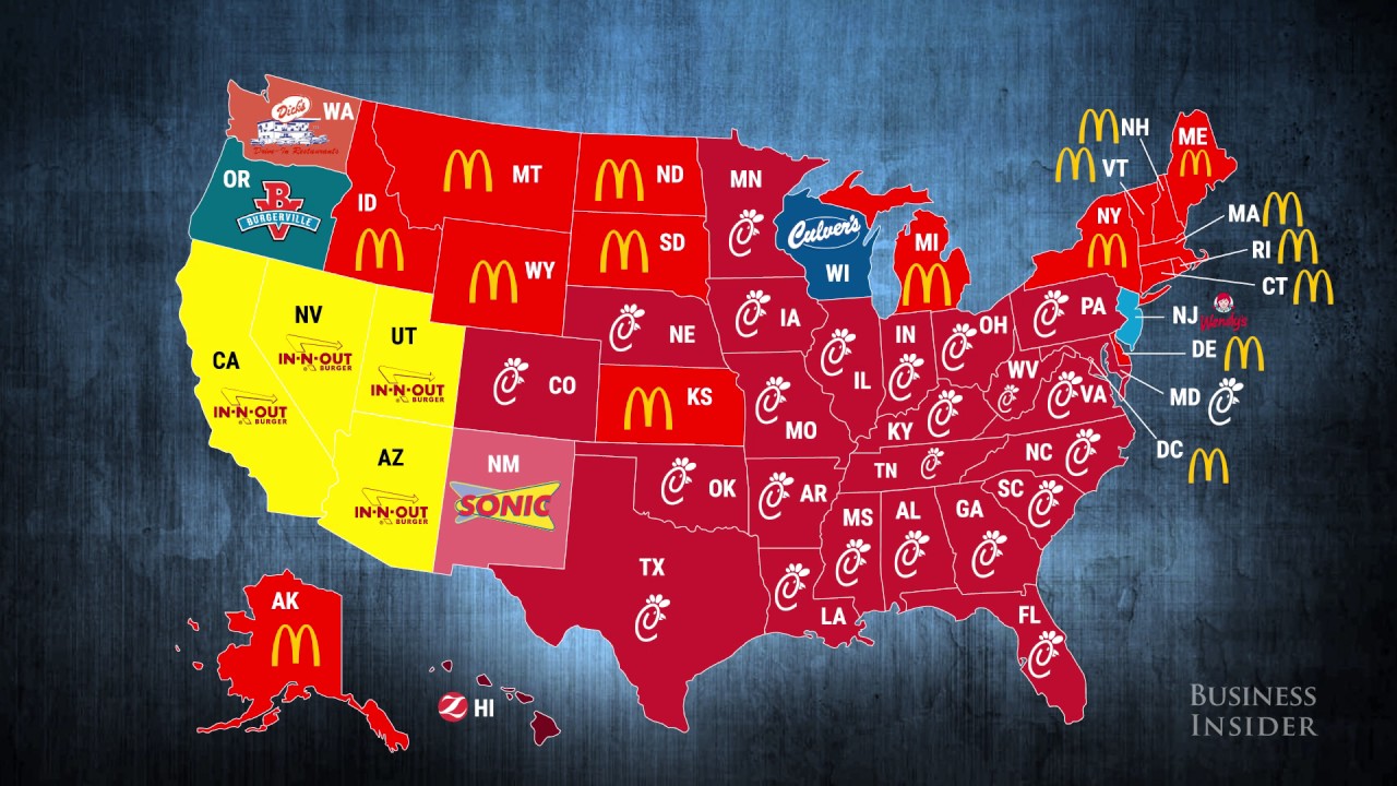 Most Popular Fast Food Restaurants In Every State Youtube