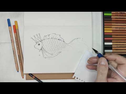 Как рисовать золотую рыбку. How to draw a goldfish.Gold fish.Золотая рыбка.