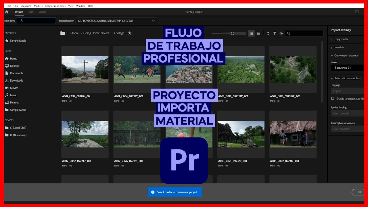 Crea un PROYECTO e IMPORTA MATERIAL en PREMIERE PRO | Flujo de Trabajo PROFESIONAL