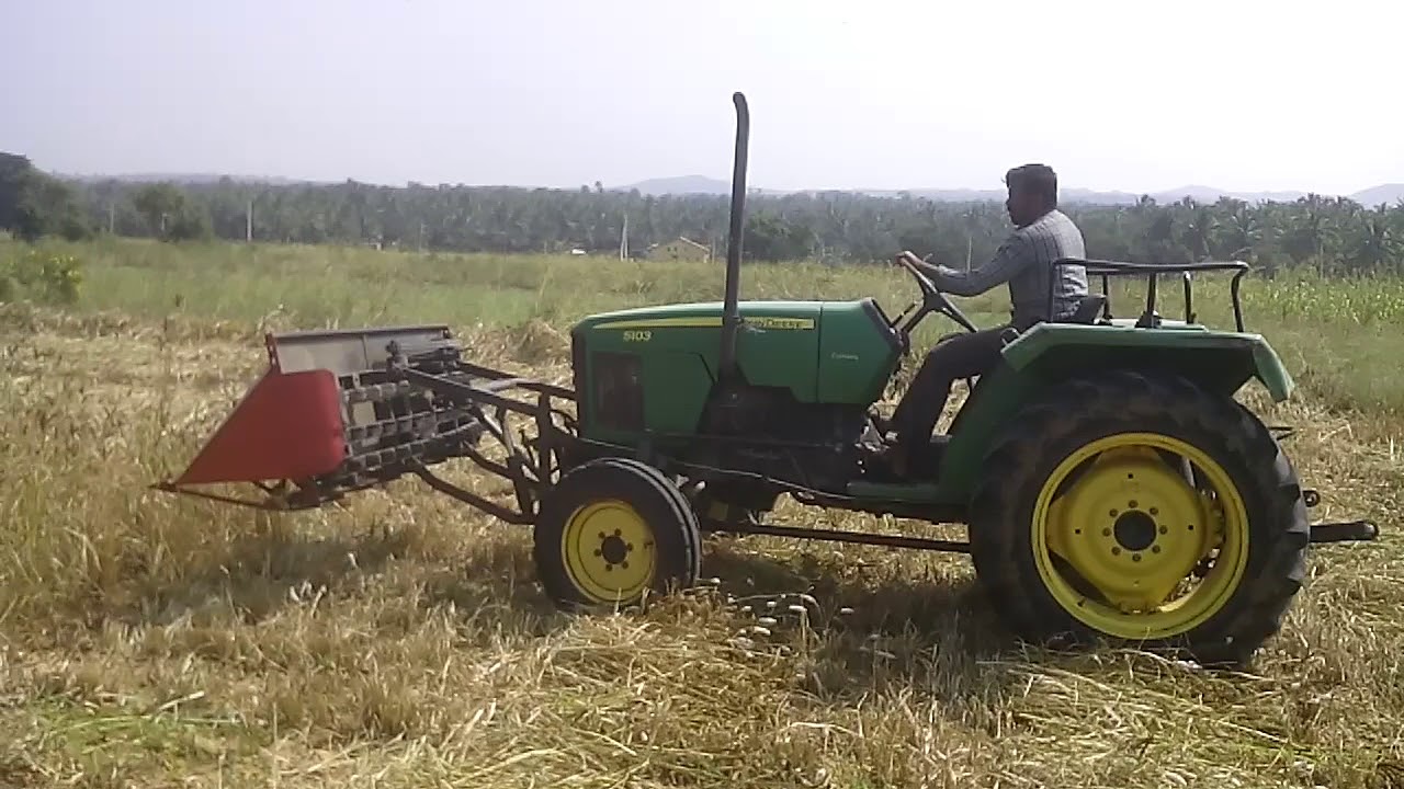 John Deere tractor Ragi cutting machine YouTube