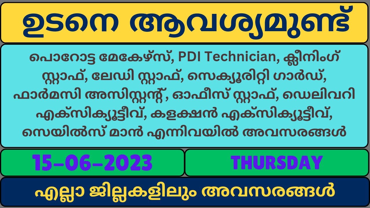 Kerala Jobs Jobs In Kerala Today Jobs In Kerala Malayalam job 