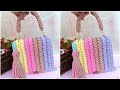 شنطة تحفة بخيط الكليم / المكرمية استغلى فيها بواقى الخيوط crochet bag