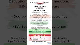 SIEMENS LIMITED Hiring – ELV Design Engineer