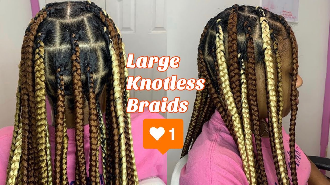 How to do Large Knotless Braids + tucking ends - YouTube