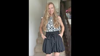 Lepunuo Bubble Mini Skirt High Waist Skort Puffy Hem