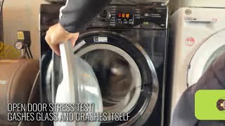 Hotpoint NSWM1043C BSUKN - CRAZY STRESS TEST WITH WEIGHT AND WET TOWEL! (DRYER NEARLY FLIES OFF!)