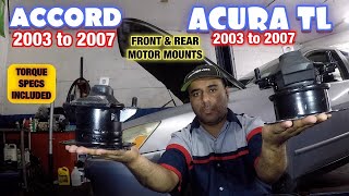 Honda Accord Acura TL or TSX front and rear engine mount  with Torque Specs