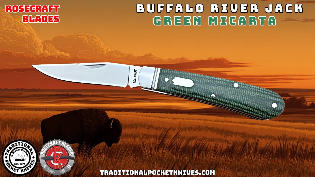 RoseCraft Blades: Buffalo River Jack - Green Micarta