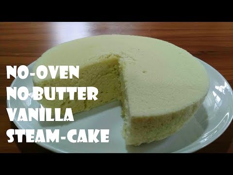 Super-soft and moist vanilla steam cake without using an oven. no butter. baking powder. ingredients, 100g flour (including 3tbsp cornstarch) 80g granulat...