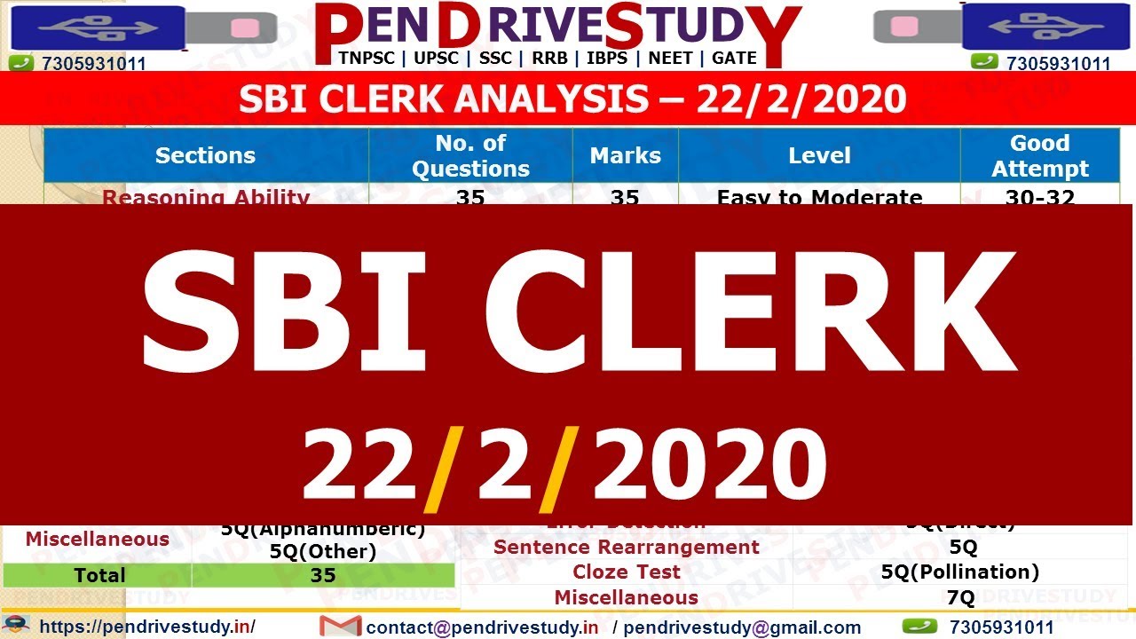 sbi clerk prelims 2020 | 22 feb 2020 | sbi clerk exam analysis |sbi clerk analysis 2020