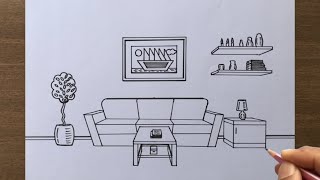 How to Draw a Room in 1 Point Perspective