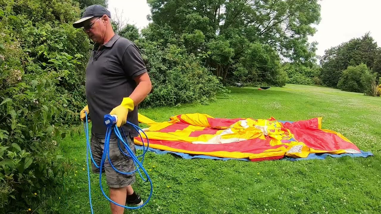 Wet Bounce House Inflating (Side View)