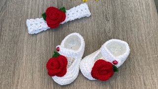 Zapatitos a crochet para bebe paso a paso 9-12 meses fácil y rápido Mary Jane Baby Booties