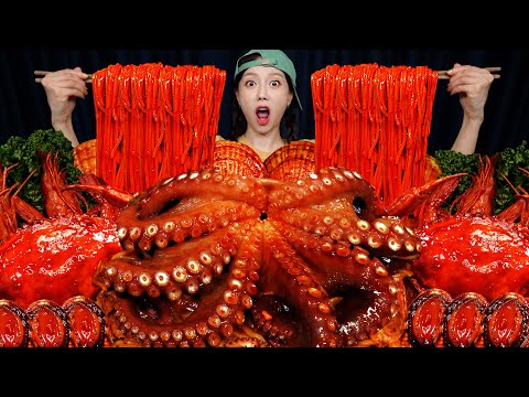 매콤한 🔥 통문어 해물 볶음짬뽕 ! 먹방 &amp; 레시피 Giant Octopus Seafood Boil with Bokkem Jjamppong Mukbang ASMR Ssoyoung