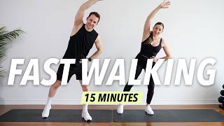 FAST Walking in 15 minutes - Fat Burning Cardio at Home (No Repeat, No Equipment)