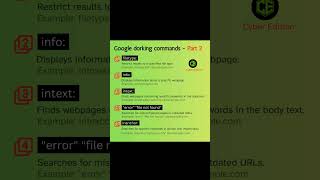 Google Dorking Commands - Part 2 #cybersecurity #networking #shorts