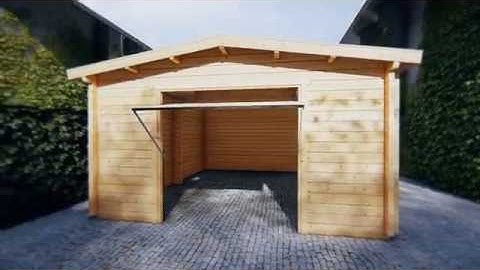 Large Log Garage Hansa B with Up and Over Door