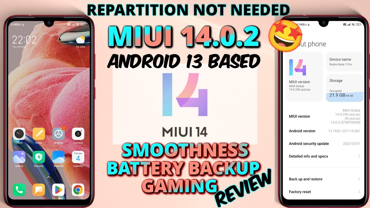 MIUI 14 Android 13 For Redmi Note 7 Pro | MIUI v14.0.2 Global | Latest ...