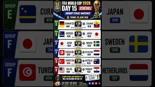 FIFA World Cup 2026 Day 15 Schedule Germany, USA Japan in Action Round of 32 Race! #fifaworldcup2026