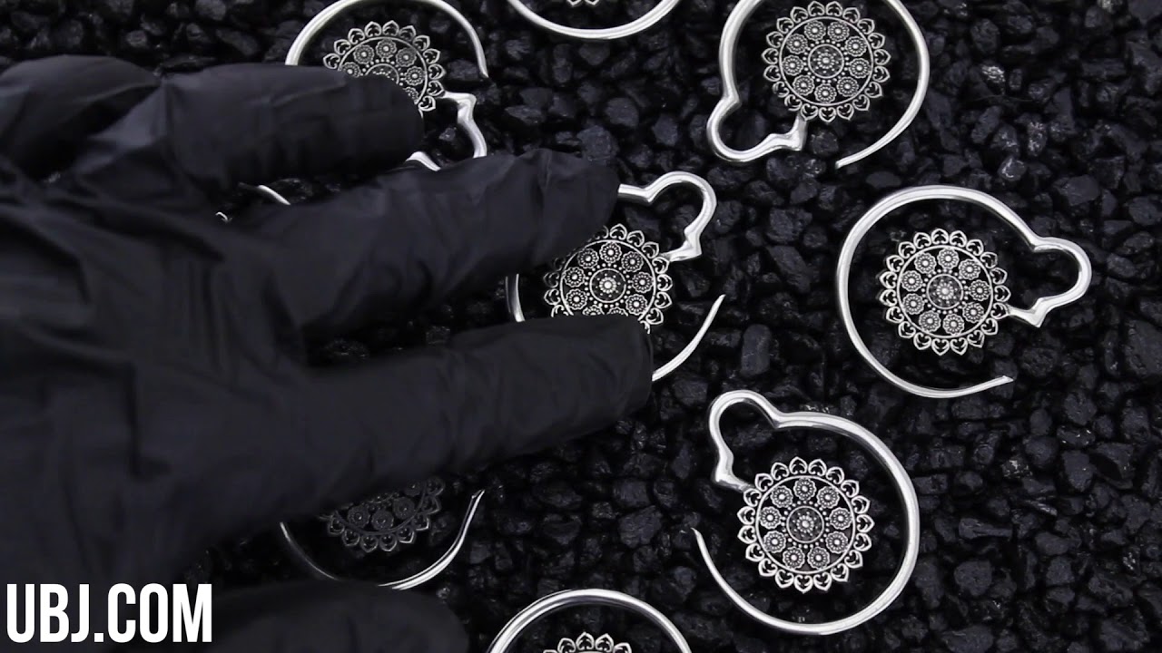 Damask White Brass Ear Weights | UrbanBodyJewelry.com