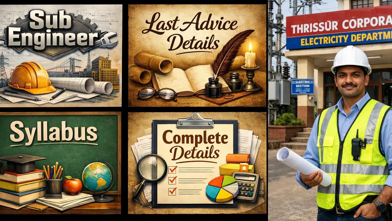 Sub Engineer Thrissur Corporation Ele. Dept. | Syllabus| Vacancies | Last Advice| Complete Details