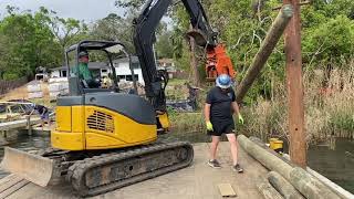 Piling Driving Vibro Style, New Synthetic Decking Dock And Boathouse Construction