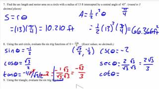 Pre-Calculus Test #7 review
