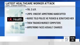 Man arrested after fighting security guards, knocking over computer monitors at Jewish Hospital