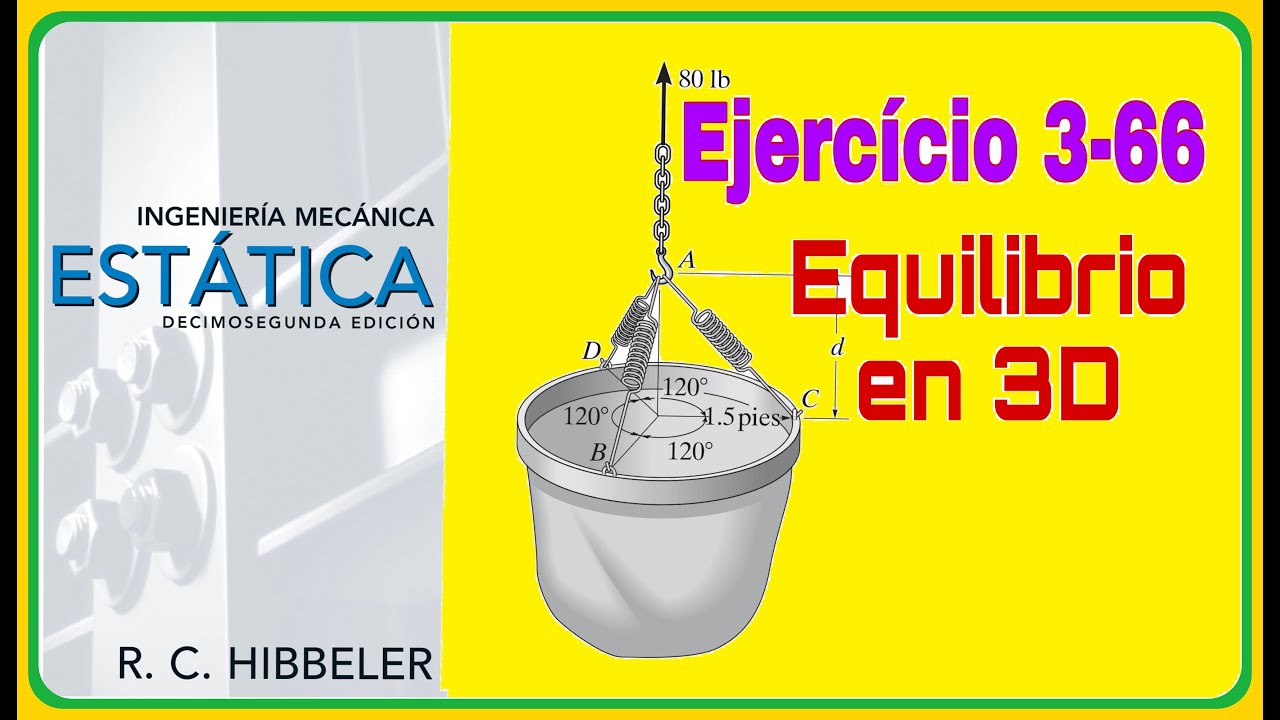EQUILIBRIO DE PARTICULA EN TRES DIMENSIONES - SOLUCION PROBLEMA  3-66  ESTATICA DE HIBBELER