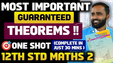 MOST IMPORTANT GUARANTEED  MATHS 2 THEOREM|12TH STD MATHS 1|BOARD EXAM 2024|PRADEEP GIRI SIR