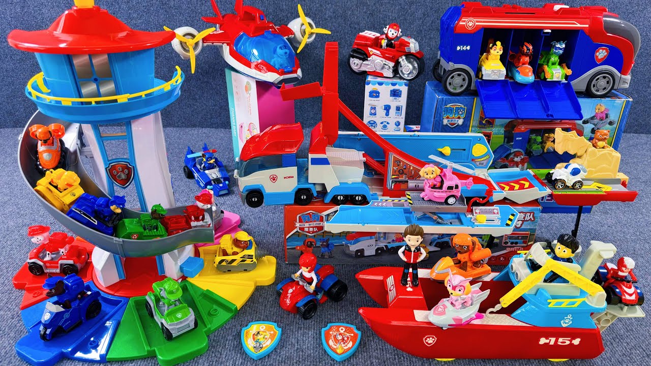17-minute satisfying unboxing, cool Paw Patrol Mighty Pups toys video series ASMR | Review toys