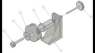 Exploded view of pulley support assembly