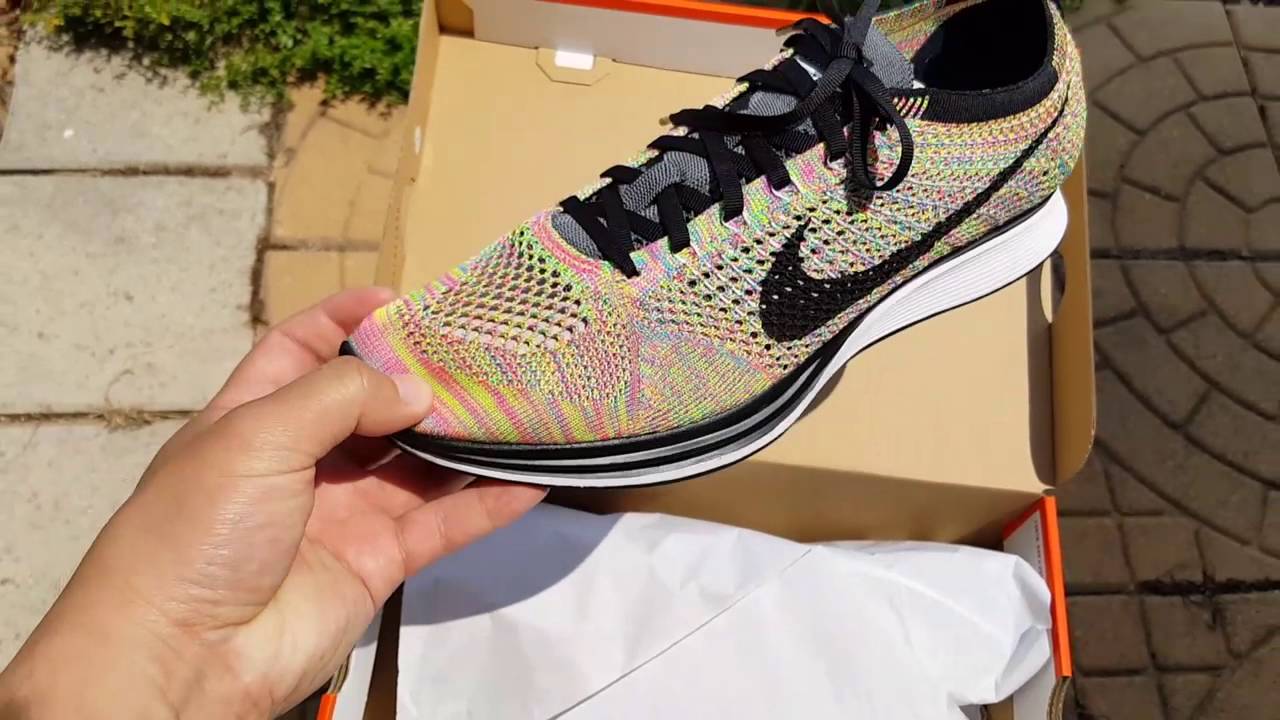flyknit racer multicolor on feet
