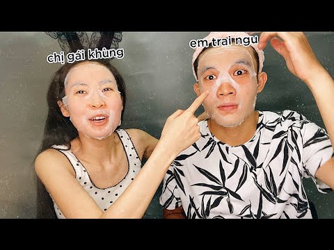 CHỊ EM MÌNH ĐẮP MẶT NẠ TRỊ MỤN💑 | Chị Gái Khùng ft Em Trai Ngu | Một video có Giveaway và rất Nhây 😂