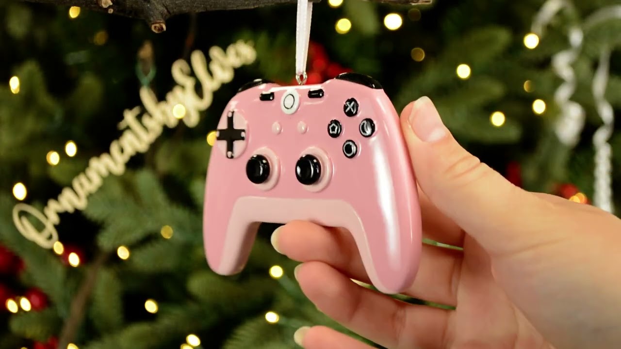 Ornaments by Elves: Personalized Pink Controller Video Game Christmas Ornament OBE-OR2563-P