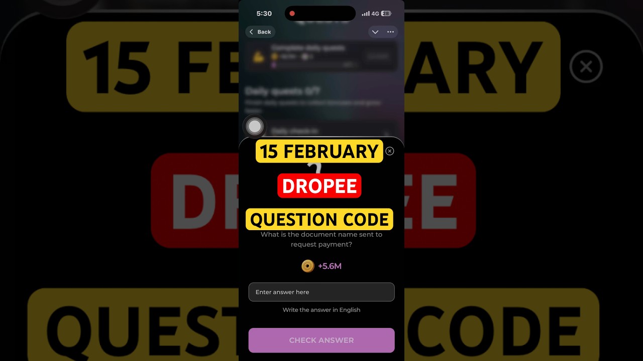 15 February Dropee Season 2 Question of the day | Dropee Question of the day Today