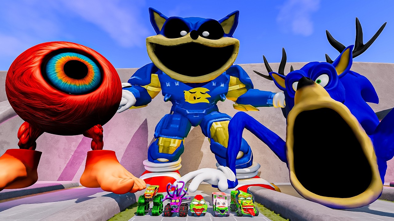 ALL MONSTERS Big & Small: Cars vs Jump Test with MECHA SONIC & HYDRA EATER - BeamNG.Drive