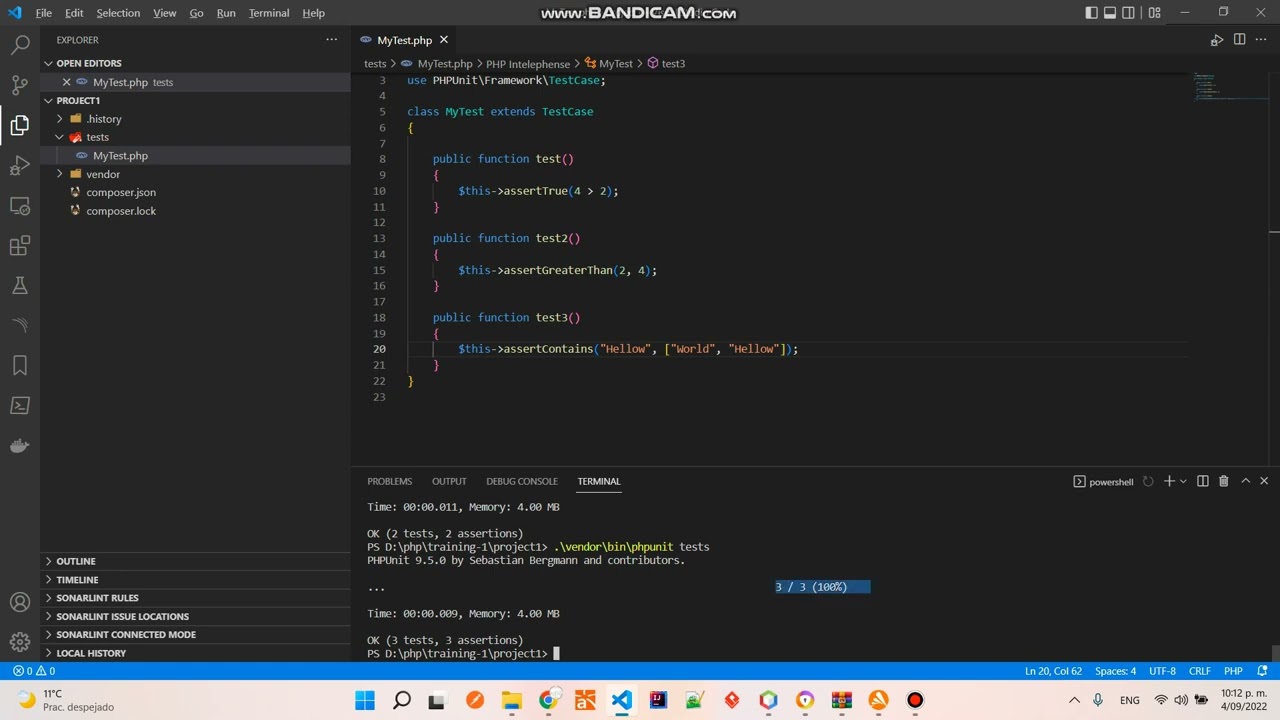 My first PHPUnit test