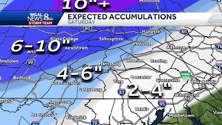 Snowfall projections for central Pennsylvania on Saturday