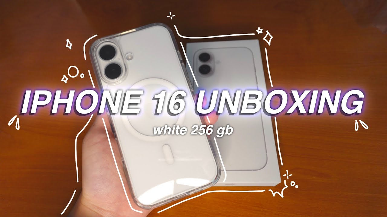 iphone 16 (white 256 gb) unboxing + accessories!